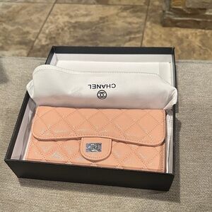 Peach Quilted Clutch medium wallet